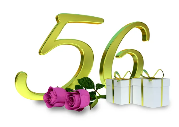 stock image fifty-first birthday concept with pink roses - 56th