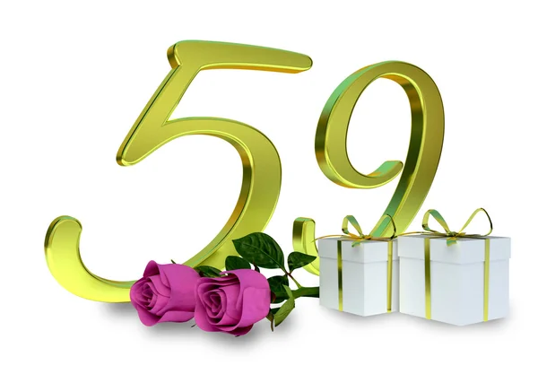 Cinquenta e primeiro conceito de aniversário com rosas rosa - 59o — Fotografia de Stock