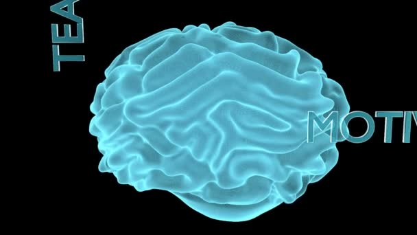 Concepto de tormenta de ideas con el cerebro giratorio sin fisuras y signos — Vídeo de stock