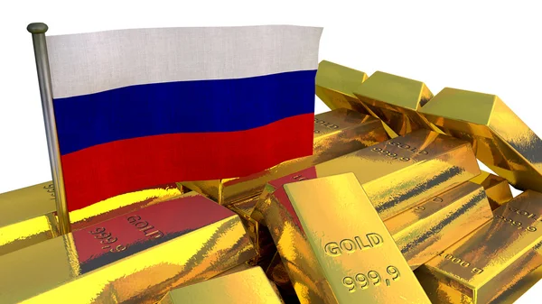 Russian national economy concept with gold bullion — 스톡 사진