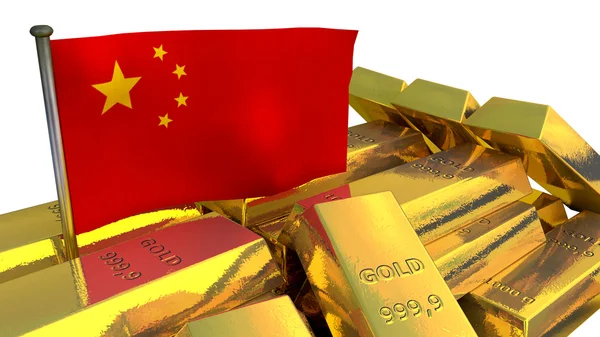 गोल्ड बुलियन के साथ चीनी अर्थव्यवस्था अवधारणा — स्टॉक फ़ोटो, इमेज