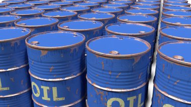 kirli yıpranmış çizilmiş petrol varil çok sayıda