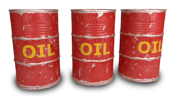 Red oil barrels isolated on white — Stock Photo, Image