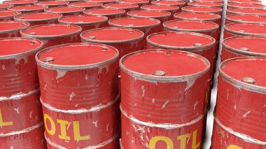 kirli yıpranmış çizilmiş petrol varil çok sayıda