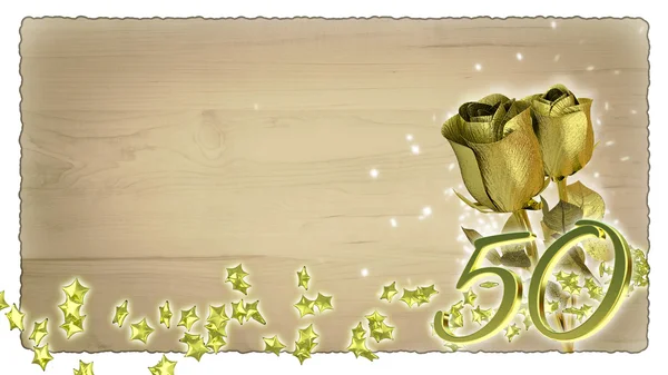 Geburtstagskonzept mit goldenen Rosen und Sternteilchen — Stockfoto