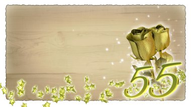 birthday concept with golden roses and star particles - 55th clipart