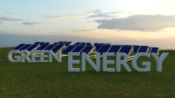 Panel solar en el prado - energía verde — Foto de Stock