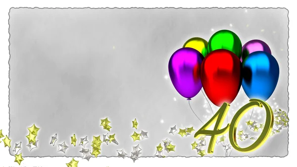 Geburtstagskonzept mit bunten Luftballons - 40. — Stockfoto