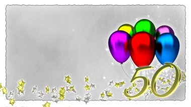 birthday concept with colorful baloons - 50th clipart