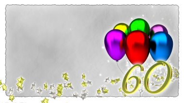 birthday concept with colorful baloons - 60th clipart