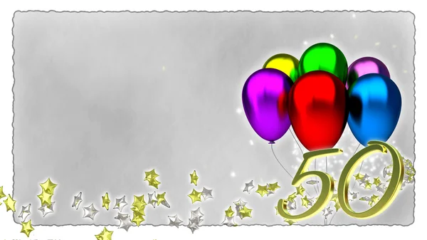 Έννοια του γενέθλια με πολύχρωμα μπαλόνια - 50η — Φωτογραφία Αρχείου