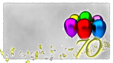 birthday concept with colorful baloons - 70th clipart