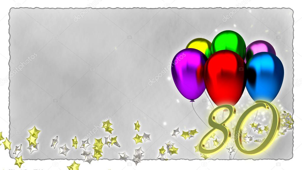 birthday concept with colorful baloons - 80th