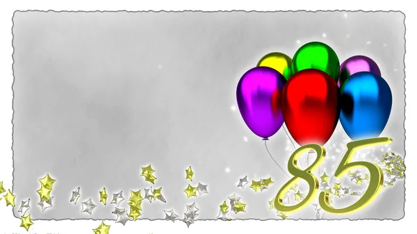 Concetto di compleanno con palloncini colorati 85 — Foto Stock