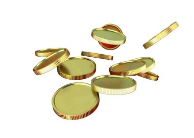 Beyaz arkaplanda izole edilmiş altın paralar