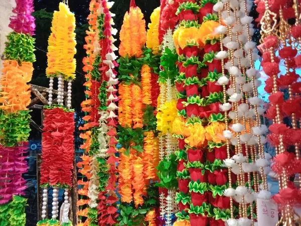 Guirlandas Flores Decorativas Coloridas Para Uso Multiúso Projetos — Fotografia de Stock