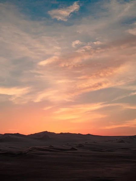 Dune Desert Amazing Sunset Sunrise Golden Hour Huacachina Desert Ica — Stock Photo, Image