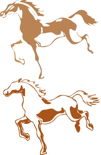 Caballo de contorno marrón — Vector de stock