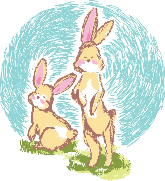 Oturma ve arka ayakları üzerinde duran Paskalya tavşanı