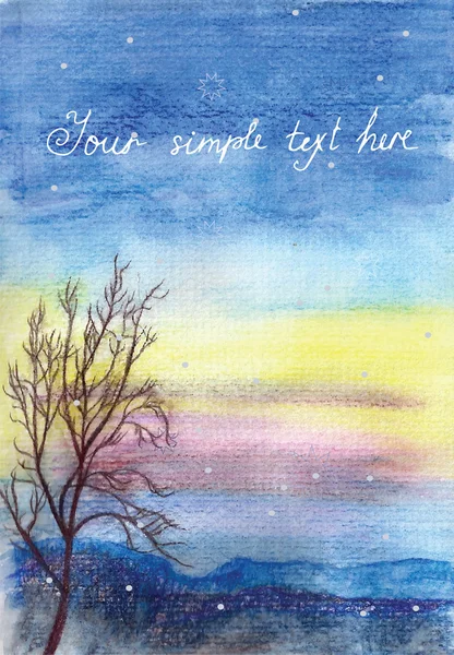 Ağaç ve kar kış illüstrasyon