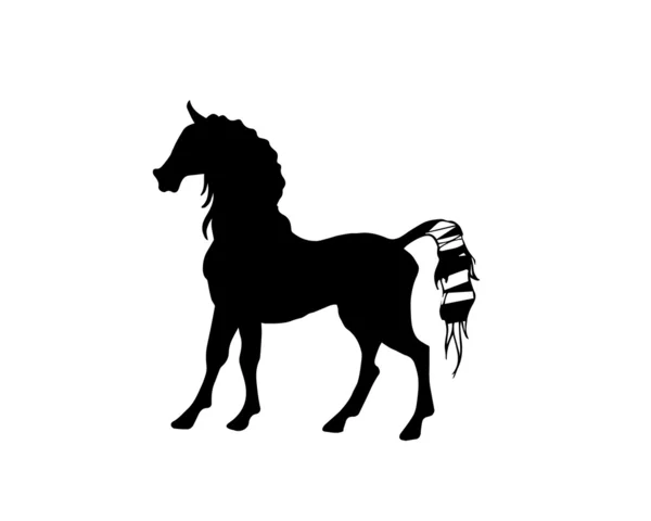 Silueta de un caballo negro — Vector de stock