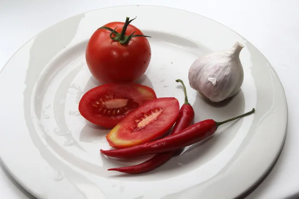 토마토, 마늘 및 고추 — 스톡 사진
