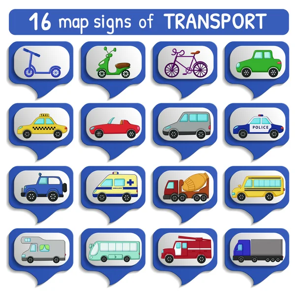 Set cartina del trasporto urbano — Vettoriale Stock