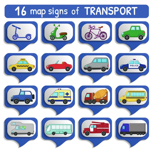 Městská doprava mapa znamení sada — Stockový vektor