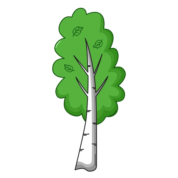 Birkenbaum-Ikone im Cartoon-Stil — Stockvektor