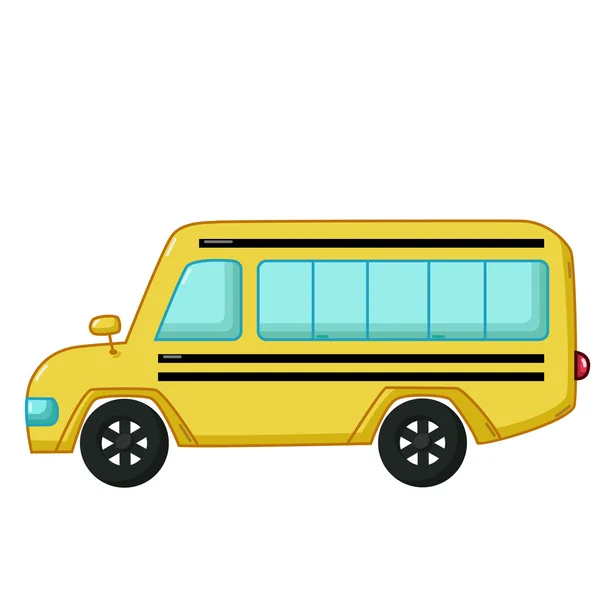 Icône de bus scolaire jaune, style dessin animé — Image vectorielle