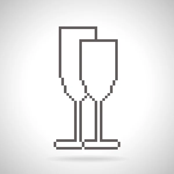 Two glasses icon, pixel art style — Stock Vector