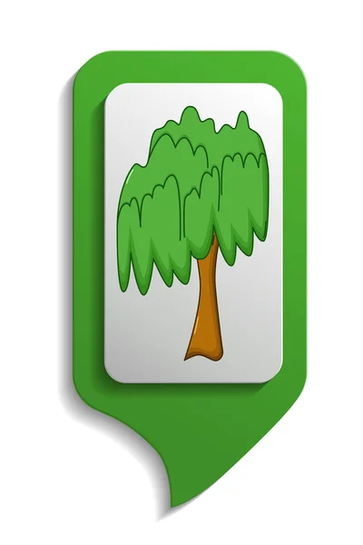 Mapa sinal ícone de árvore de salgueiro, estilo cartoon —  Vetores de Stock