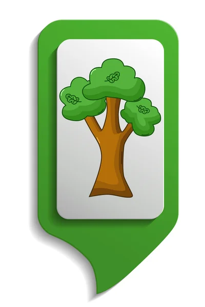 Mapa ícone de árvore de carvalho sinal, estilo cartoon —  Vetores de Stock