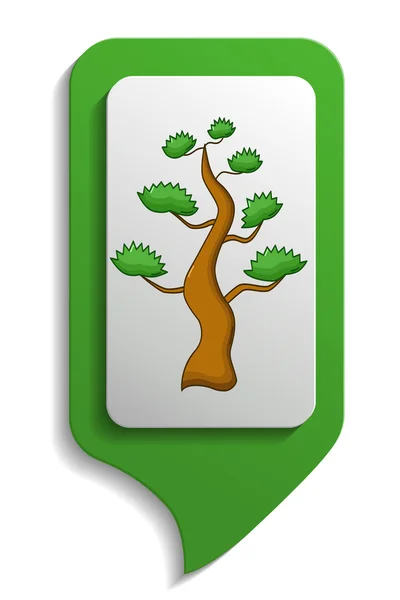 Mapa sinal bonsai árvore ícone, estilo dos desenhos animados —  Vetores de Stock