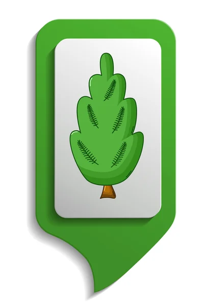Mapa sinal juniper árvore ícone, estilo dos desenhos animados —  Vetores de Stock