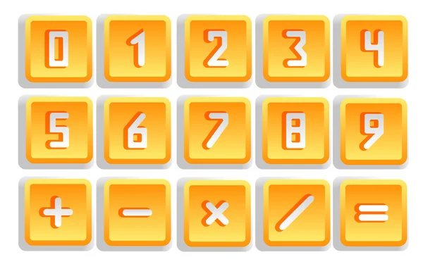 Gele numerieke knop Set — Stockvector