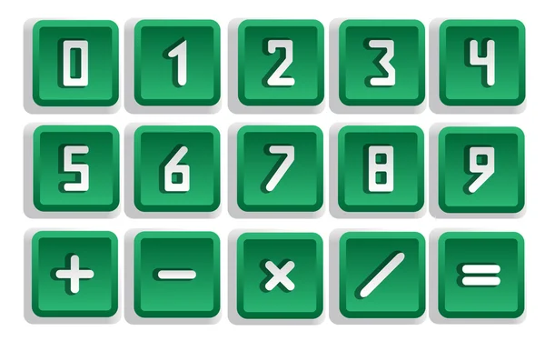 Ensemble de boutons numériques verts — Image vectorielle