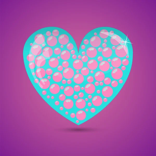 Coeur en verre avec bulles de savon — Image vectorielle