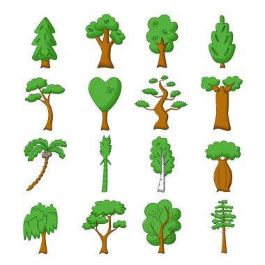 Isolated trees set clipart