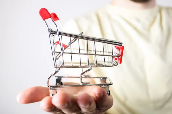 Carrinho de compras na mão — Fotografia de Stock