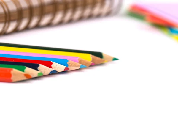 Colored pencils on white background — Stock Photo, Image