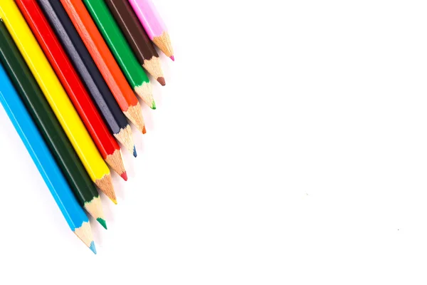 Colored pencils on white background — Stock Photo, Image