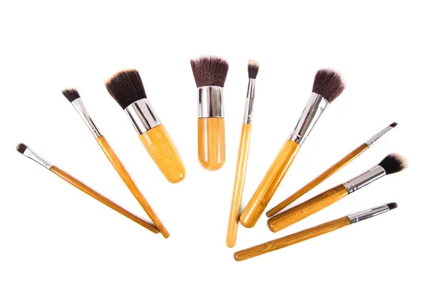 Make up brushes with wooden handle — Stock Photo, Image