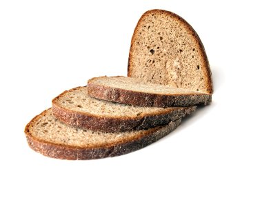 Beyaz arkaplanda tam tahıllı ekmek