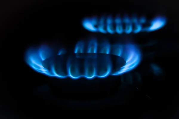 Gas burners in the kitchen oven — Stock Photo, Image