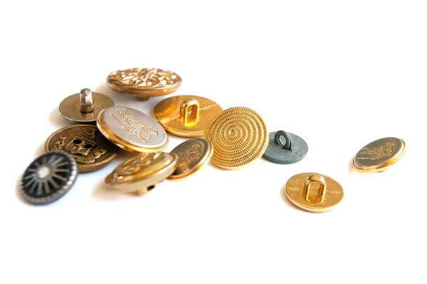 Vintage dikiş metal düğmeler, izole — Stok fotoğraf
