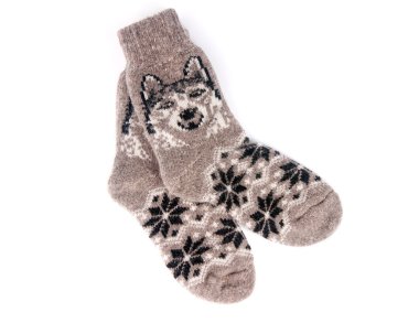 beyaz zemin üzerine Yün çorap