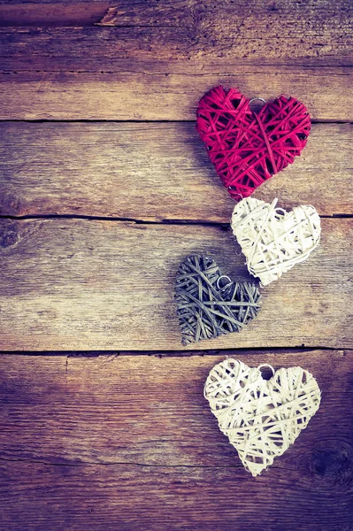 Heart on a wooden background. Vintage style. — Stock Photo, Image