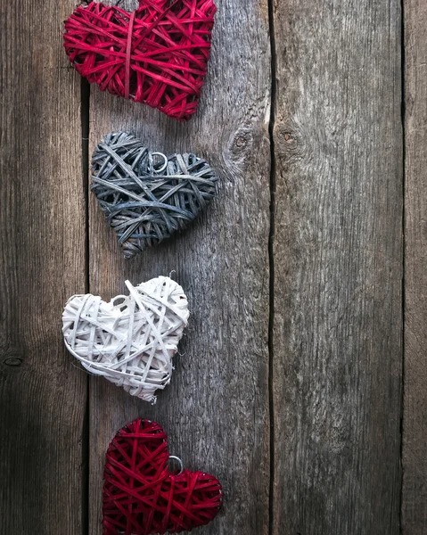 Heart on a wooden background. Vintage style. — Stock Photo, Image