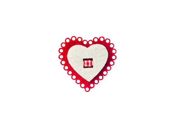 Červené srdce na bílém pozadí — Stock fotografie